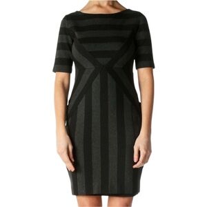 Anthropologie Black and Gray Striped Mini Dress